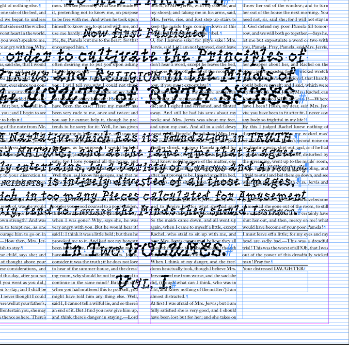 Close up of typeset text, showing the grid, rules and margins